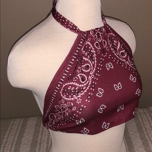 Bandana Print Halter Crop Top